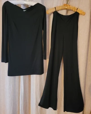 EMILIO PUCCI Vintage Mid 60s Haute Couture Black Silk Jersey Top Pants Set 8 XS - Image 1 of 4