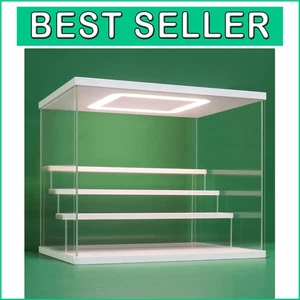 Dustproof 4-Tier Acrylic Display Stand with LED Lights - 12.4x9.6x10.4 in Size - Picture 1 of 8