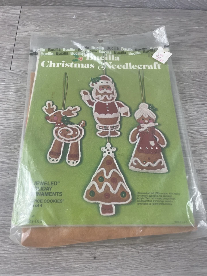 Bucilla Natal Agulha Puxar Brinquedos Joias Enfeites de Férias Biscoitos NOVO - Imagem 1 de 4