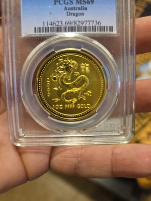 2000 1 Oz Gold  Pcgs Ms 69 Australia Dragon - Image 1 of 2