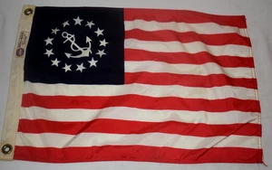 U.S. Navy 13 Star American Flag Annin Bunting Yacht Ensign Anchor 12.5" x 17.5" - Picture 1 of 4