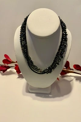 Collar SILPADA .925 Plata 3 Hilos Multi Hilos Ónix y Piedra Hematita  Foto 1 de 4