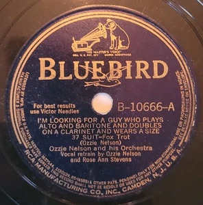 Ozzie Nelson Bluebird B-10666 I'm Looking For A Guy jazz dance G+ 78 - Picture 1 of 4