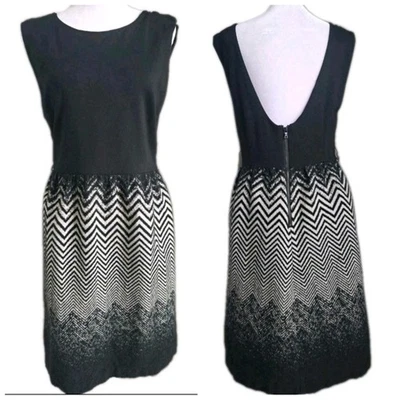 Vestido sin mangas Alice + Olivia para mujer mezcla de lana negro blanco Geo L Foto 1 de 4