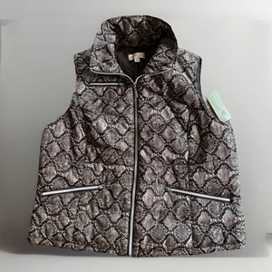 Studio Works Sport Women's Snake Print Sleeveless Sport Puffer Vest Sz 1X - Picture 1 of 5