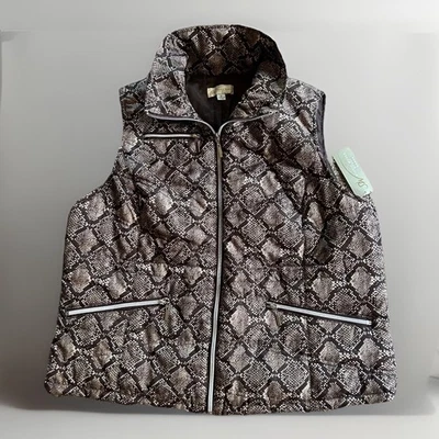Studio Works Sport Women's Snake Print Sleeveless Sport Puffer Vest Sz 1X - Image 1 of 4