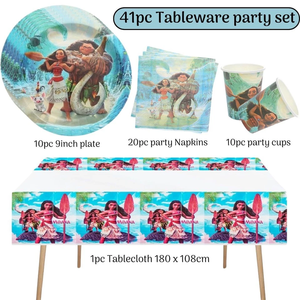 Moana Tableware set moana plates table cloth napkins birthday party decoration - Image 1 of 1
