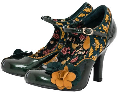 Ruby Shoo »QUINN FLORAL« 50s Riemchen PUMPS High Heels Forest Green Rockabilly - Bild 1 von 4
