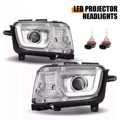 LED Projector Headlights Chrome For Chevrolet Camaro 2010 2011 2012 2013 Pair Foto 1 de 4