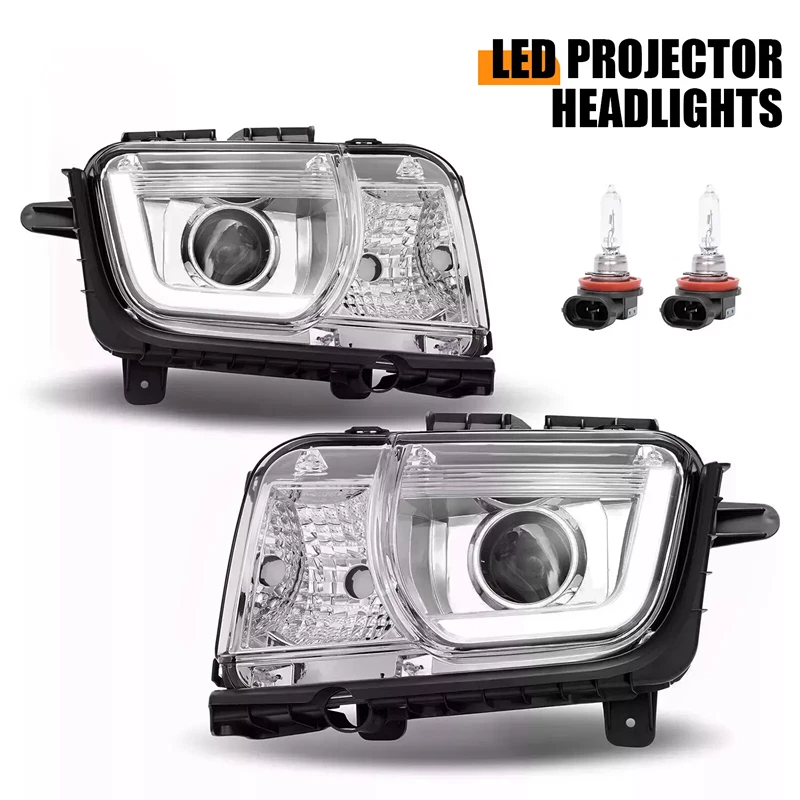 LED Projector Headlights Chrome For Chevrolet Camaro 2010 2011 2012 2013 Pair - Image 1 of 4