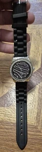 GENEVA PLATINUM WATCH WITH CRYSTALS - ZEBRA DESIGN - UNTESTED - Bild 1 von 3