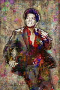 BRUNO MARS Poster, Bruno Mars Pop Art kostenloser Versand USA - Bild 1 von 5