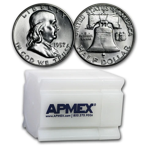 1957-D Franklin Half Dollar 20-Coin Roll BU - SKU#10440 Cover