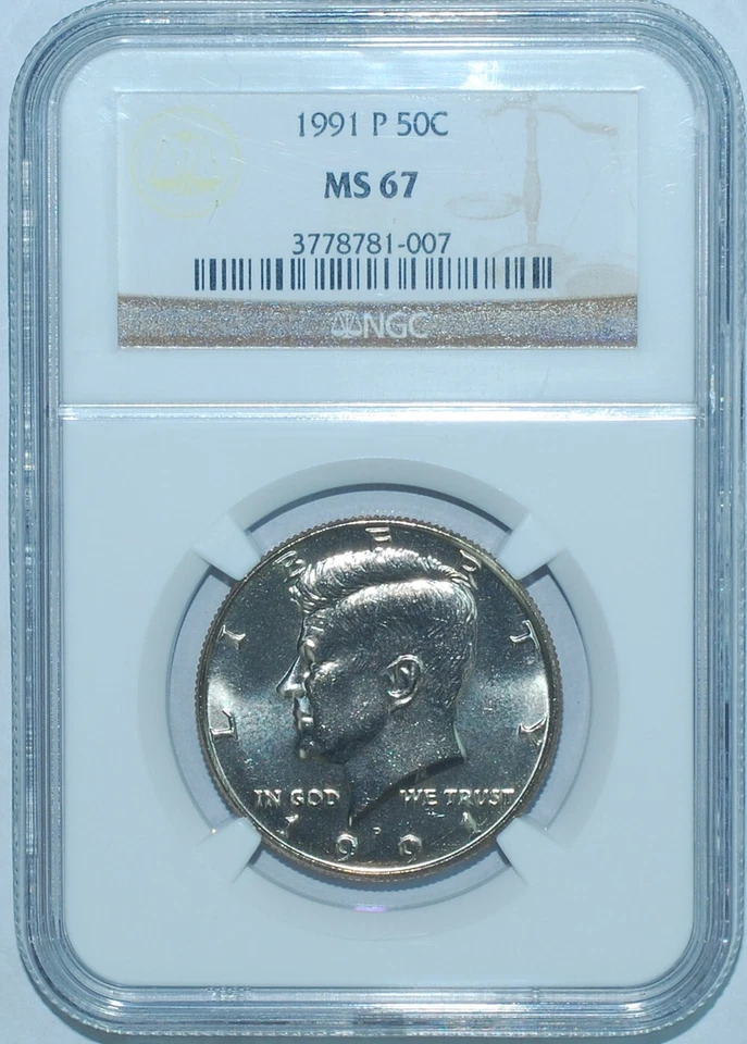 1991 P NGC MS67 Kennedy Half Dollar - Image 1 of 2