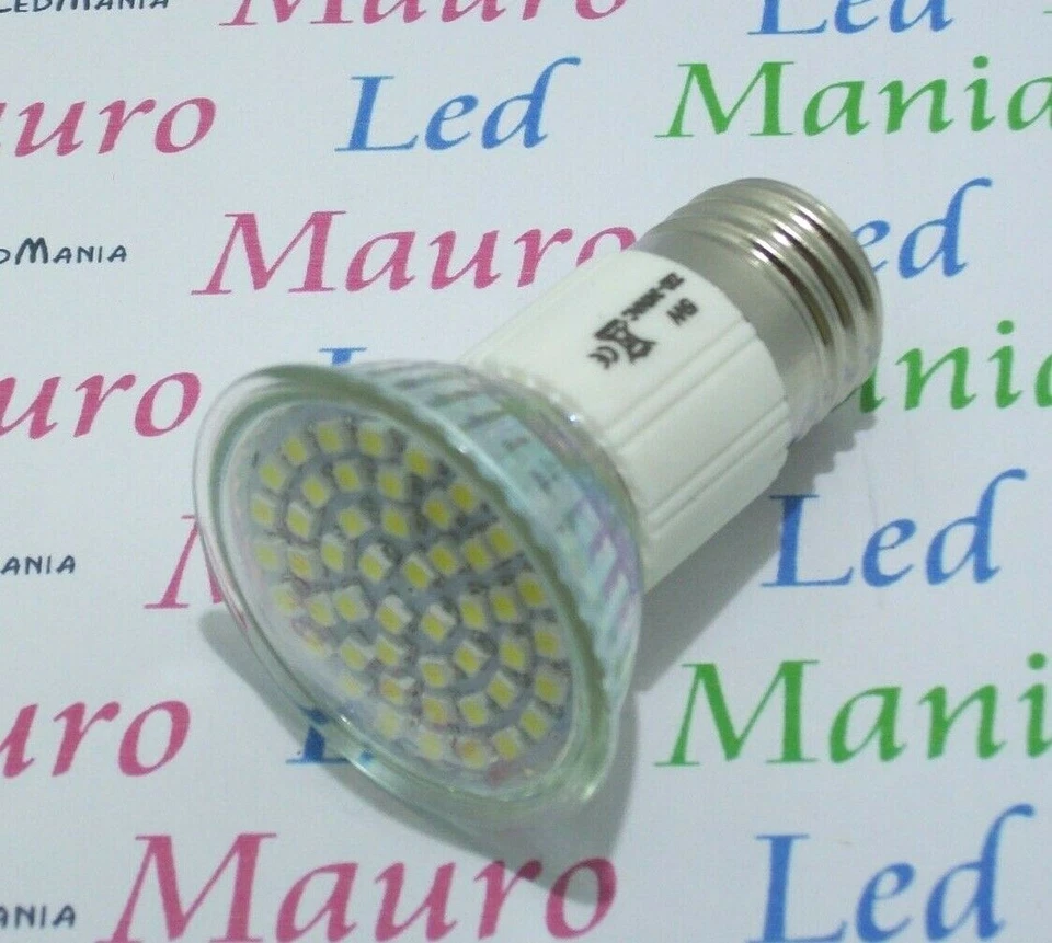 LAMPADA E27 FARETTO DICROICA 5W RESA 50W 48 SMD 3528 BIANCO CALDO 3500K PAVIA - Immagine 1 di 1