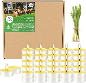 Luces de té amarillas velas a granel 4 horas velas de citronela sin humo sin goteo para - Imagen 1 de 7