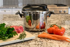 Olla a presión Barton 8Qt acero inoxidable tapa fácil bloqueo olla libro de recetas - Imagen 1 de 9