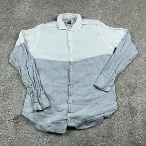 Camisa Eleventy Para Hombre Grande Blanca Gris Lino Abotonada Transpirable Oficina Carrera - Imagen 1 de 11