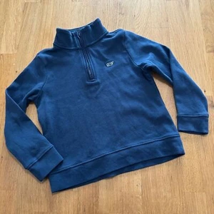 Vineyard Vines 5 Navy Blue 100% Cotton Quarter Zip Pull Over Sweater Top - Picture 1 of 7