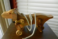 Wooden Dog Pull Toy, 14 3/4" x 4 3/4" x 7 1/4"