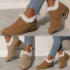 Ladies Solid Colour Retro Hairy Mouth Short Boots Large Size Pointed Toe Back