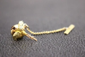 Vintage 10k Yellow Gold Pheasant Tie Tack / Lapel Pin Black Hills Gold - Picture 1 of 6