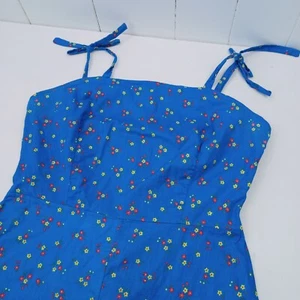 Vintage Women Dress Blue Size 10 Size 12 Floral Multicolored Strappy Casual - Picture 1 of 16
