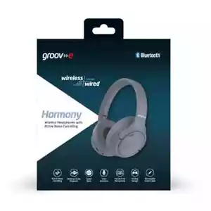 GROOV-E HARMONY WIRELESS BLUETOOTH NOISE CANCELLING - GREY - GVBT1600GY - Picture 1 of 3