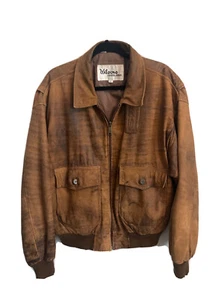 Wilsons Men’s Size 44 Brown Leather Bomber Flight Jacket Brown Vintage 80’s - Picture 1 of 8