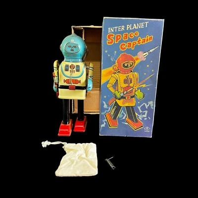 De colección Inter Planet Space Captain cuerda de hojalata con llave y caja Schylling MS402 8,5" Foto 1 de 4