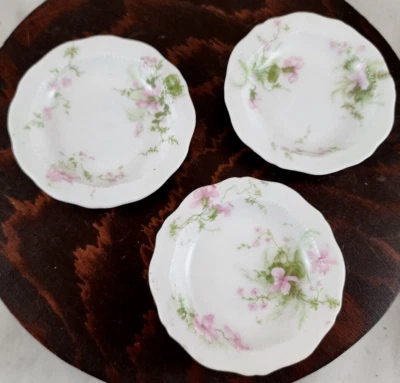 Theodore Haviland Limoges Francia (3) Rosa Floral 3" Mantequilla Pats Foto 1 de 4
