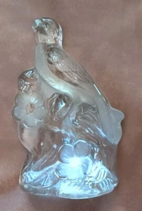Viking Bird Flower Book End Paperweight Robin Clear & Frosted Table Art Glass - Picture 1 of 10
