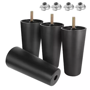 5-3/8 inch Plastic Furniture Legs Round Tapered Table Legs Black Sofa Legs Re... - Picture 1 of 7
