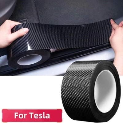 Automotive Car Door Edge Guards Door Sill Protector 5D Carbon Fiber For Tesla Foto 1 de 4