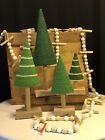 Italian forest Alberini Green/ Trees & handcrafted solid wood bead garland .