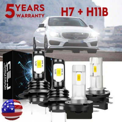 FOR Mercedes-Benz CLA250 2014 2015 2016 2019 H7 H11B LED Headlight White Bulbs - Image 1 of 4
