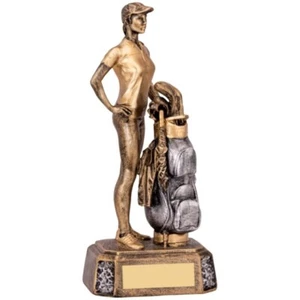 Golf Trophy Golfer Caddy Club Gold Award - FREE Engraving Masters Open PGA RG048 - Picture 1 of 5