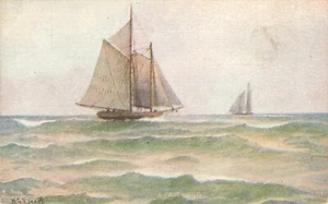 WG Russell A Fair Wind Post Card Posted 1911 Ships Water - Picture 1 of 2