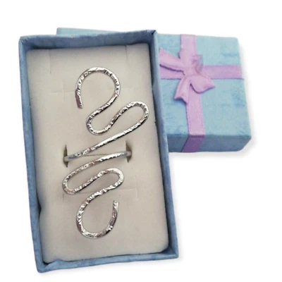 Anello regolabile colore argento gioielli Wire alluminio idea regalo donna - Immagine 1 di 4