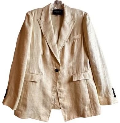 Lafayette 148 100% Linen Blazer Jacket Butter Yellow Quiet Luxury Sz 6 Italy - Image 1 of 4