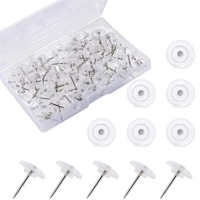 100pcs/Pack Decorative Pushpins Set Small Round Thumb Tack Set for Office School - Image 1 of 4