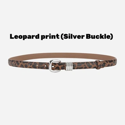 Fashion Leopard print Belt Silver Pin Buckle Belt Women Jeans Coats Waistband - Image 1 of 4