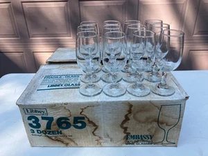 NOS 12 Libbey wine glass 8 1/2 oz Embassy 3765 safedge foot rim clear 1 doz 8.5 - Picture 1 of 10