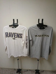 NFL Team Apparel Baltimore Ravens Grey& White Long Sleeve Shirts Sz L X2!! - Picture 1 of 14