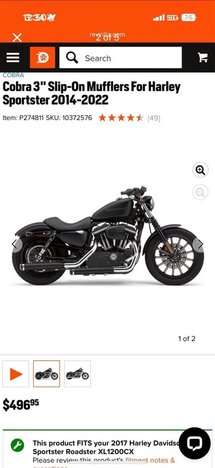 Harley Davidson  Sportster Cobra Slip On’s - Image 1 of 4