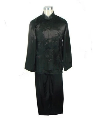 Popular Traje de Kung Fu Chino Para Hombre Seda Pijama Negro Blanco Azul Rojo M a 2XL Foto 1 de 4