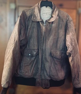 Unbranded Vtg Leather Bomber Jacket 90s 80s Distressed Men’s Large - Picture 1 of 11