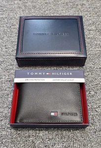 Tommy Hilfiger Men’s Leather Wallet – Embossed Bi-Fold with Coin Pocket (Gift) - Picture 1 of 7