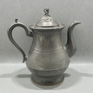 Antique Boardman Pewter Tea Pot Grape Finial Late 1800s W. Andrews Patent - Picture 1 of 9