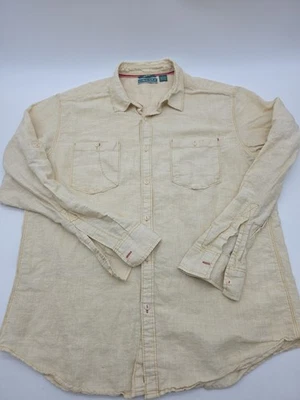 Camisa Cubavera ajustada con botones para hombre grande mezcla de lino. #39060 Foto 1 de 4